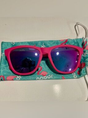 Goodr Flamingos on a Booze Cruise - Hot Pink Frame Sunglasses with Mirror Lenses